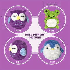 Crochet Yarn Kit with Owl Pen - DIY Cartoon Doll