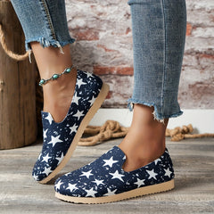Women's Stitching Print Sneakers Slip On Lightweight Shoes