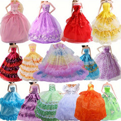 11-Piece Doll Dress Up Set with Gowns, Tops, Pants, Bikinis, Skirts & Hangers
