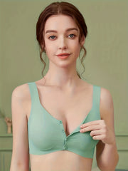 6pcs Button Front Wireless Bras Stretchy Intimates Bra Women's Lingerie
