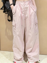 Girls' Cargo Jogger Trousers with Drawstring Waist