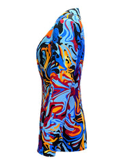 Abstract Print Button Front Blazer Long Sleeve Blazer For Office