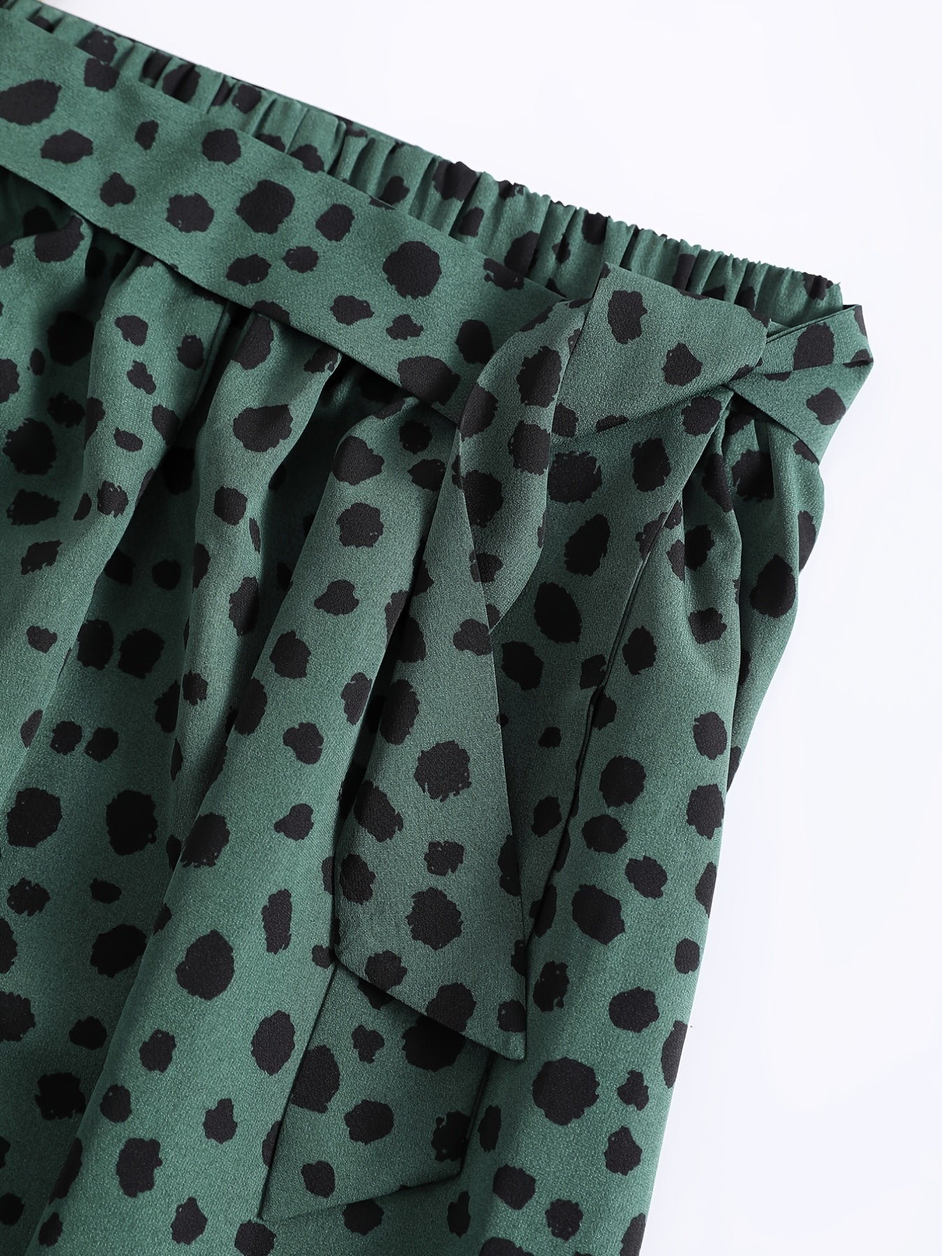 Leopard Pleated Skirts Casual High Waist Midi Comfy Skirts