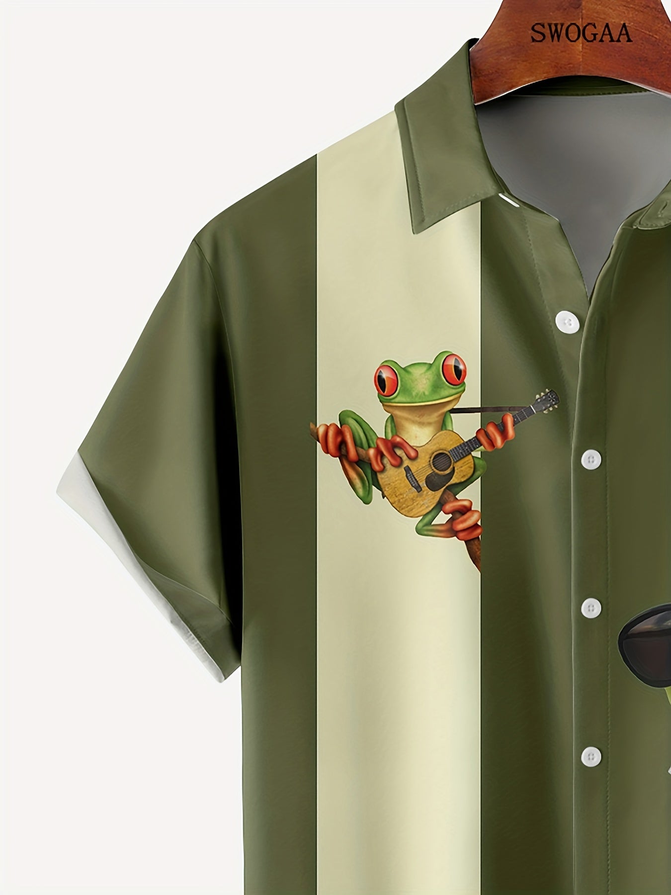 Funny Frog Print Casual Hawaiian Shirt Men's Summer Vacation Top