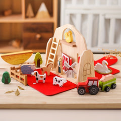 Wooden Baby Educational Play House Animal Barn Stacking Toys