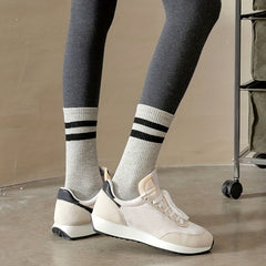 6-Pair Striped Crew Socks for Women Comfy & Breathable Sports Stockings