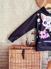 Starry Kitties Graphic Hoodies Girls Comfy Hooded Pullover
