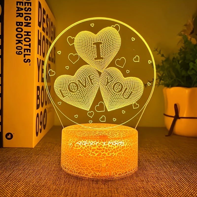 3D I Love You Illusion Lamp Night Light 16 Colors Smart Touch Remote Control