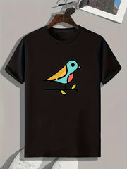 Cartoon Bird Pattern Print Men's Sports T-shirt