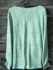 Casual Top Women's Plus Floral Print Notched Neck Loose Fit Top