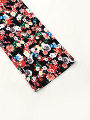 Plus Floral Print Elastic High Rise Straight Leg Trousers