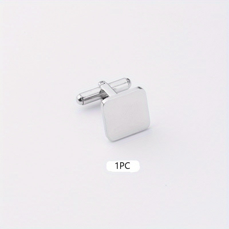 Stainless Steel Square Engraved Cufflinks Men