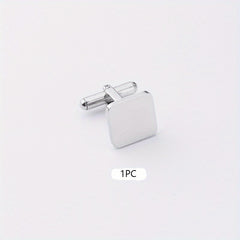 Stainless Steel Square Engraved Cufflinks Men