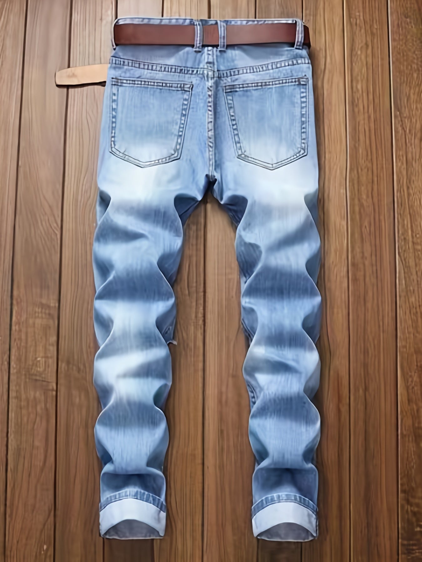Men's Ripped Distressed Slim Fit Denim Jeans