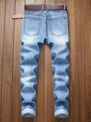 Men's Ripped Distressed Slim Fit Denim Jeans