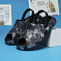 Men's Koi Print Non Slip Platform Slides Comfortable Slides For Indoor Outdoor