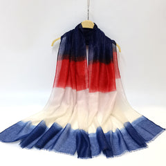 Gradient Silver Wire Scarf Frayed Edge Windproof Sunscreen Beach Towel