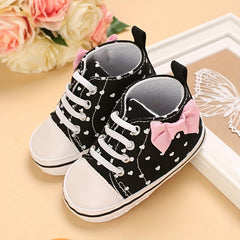 Heart Printed Lightweight Skate Shoes for Baby Girls, Non-slip Toddler Shoes