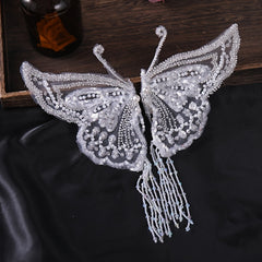 Crystal Faux Pearl Butterfly Hair Clip for Women Bride Wedding Accessories