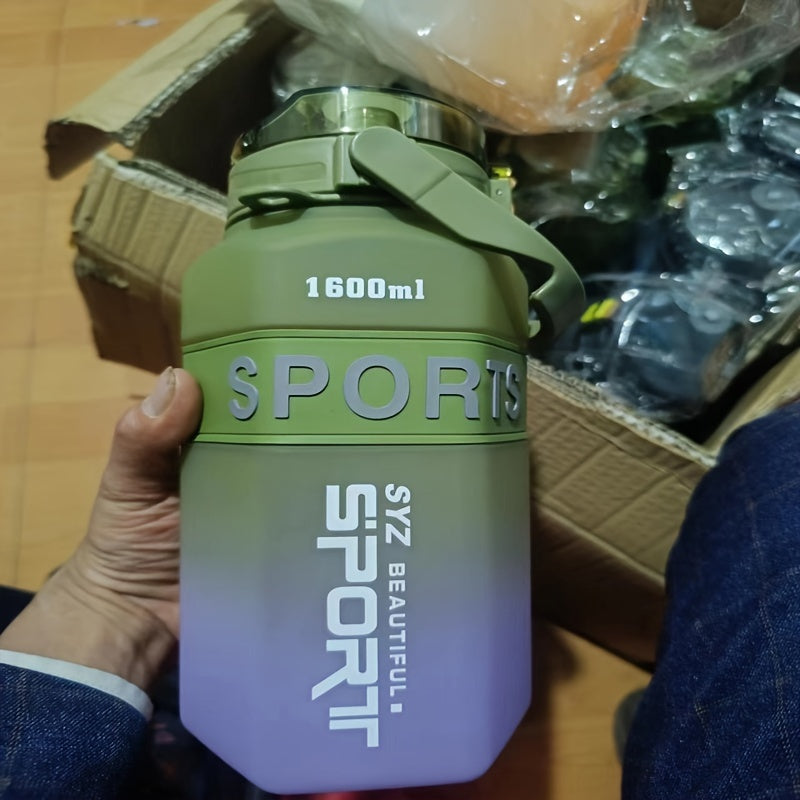 1600ml Gradient Plastic Water Cup Double Drinking Straw