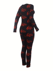 Buttoned V-Neck Lounge Jumpsuit