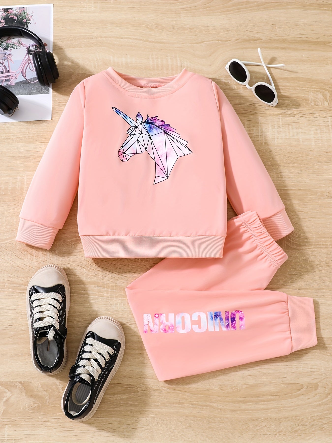 Girls Unicorn Sweatshirt Trousers 2pcs Set Spring Fall
