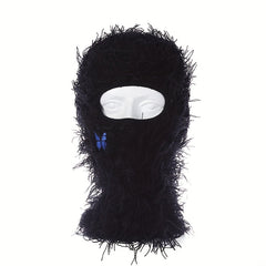 Unisex Thermal 1 Hole Winter Balaclava Hat With Embroidered Butterfly