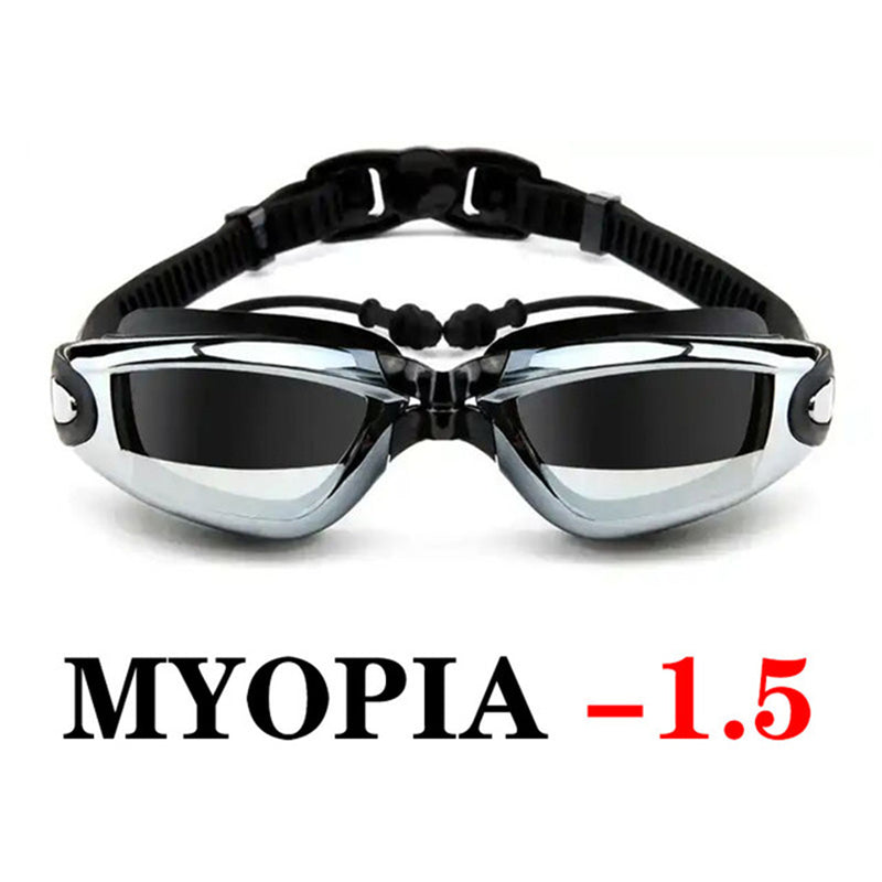 Waterproof Myopia Swimming Goggles Anti Fog Glasses Earplugs Diving Swim