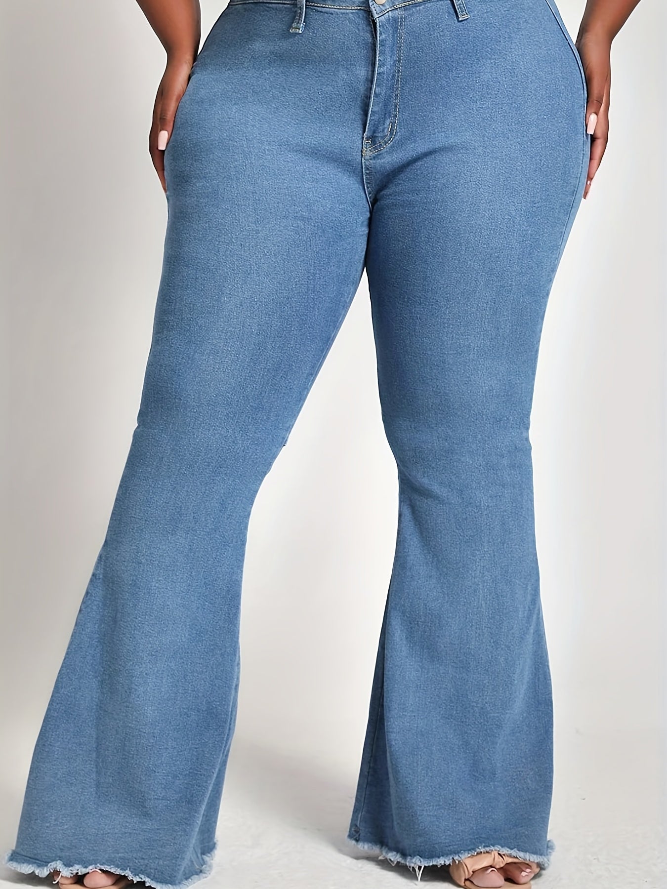 Mid-Stretch Flare Leg Jeans Button Fly