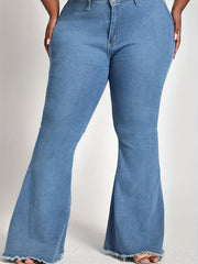 Mid-Stretch Flare Leg Jeans Button Fly