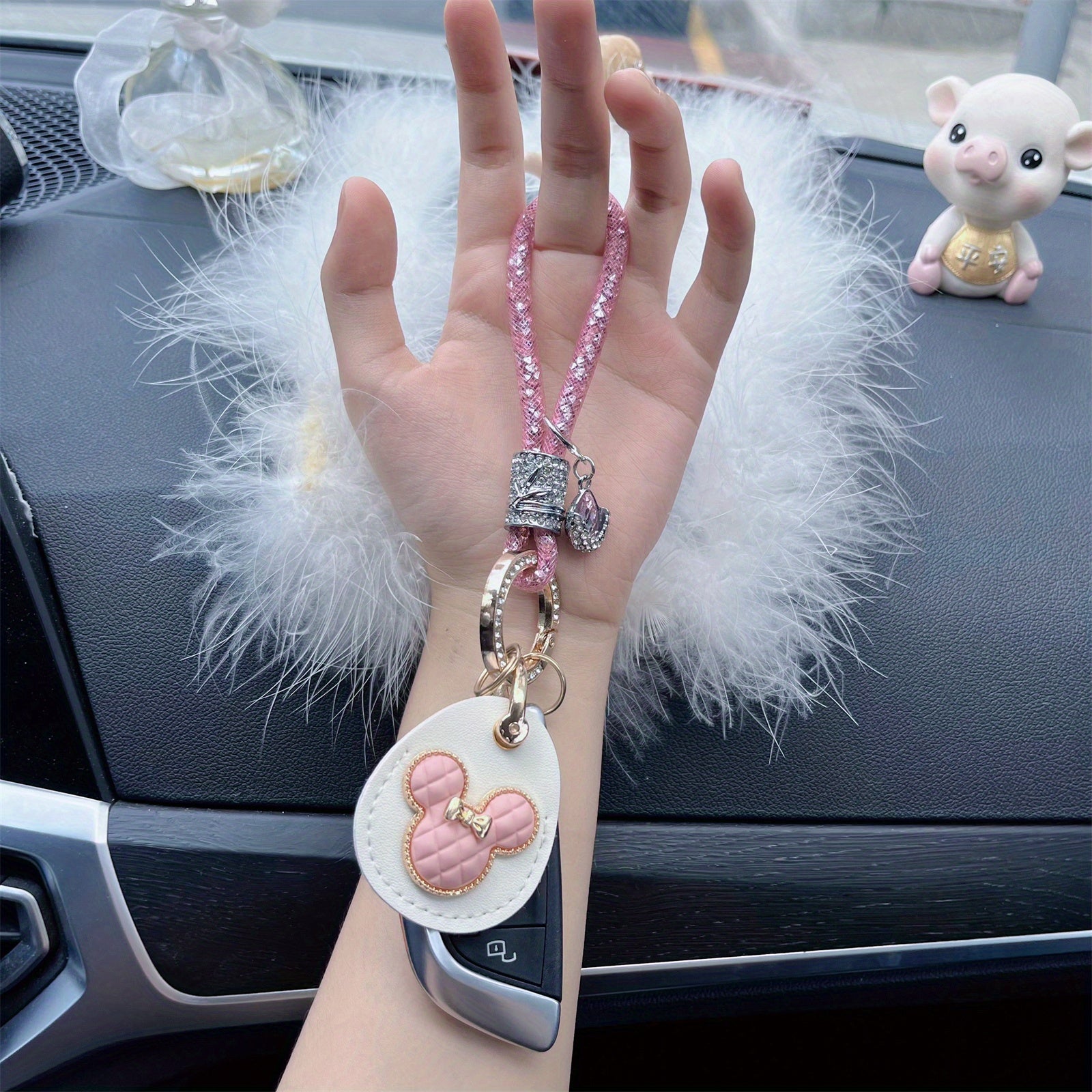 Braided Wrist Strap Car Key Chain for Girls