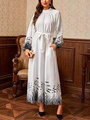 Plus Size Paddy Print Lantern Sleeve Kaftan Dress