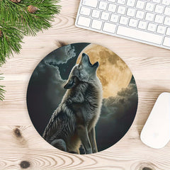 Indian Wolf Round Mouse Pad Non-slip Rubber Base Mouse Pad