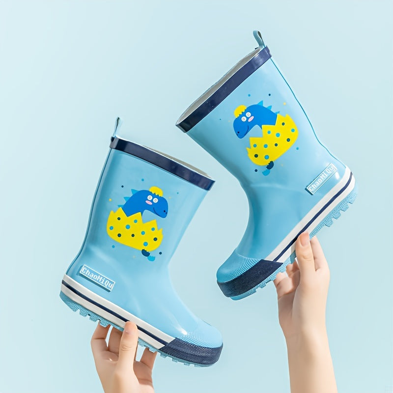 Boy's Cartoon Pattern Rain Boots Non-slip Waterproof Comfy Rain Shoes