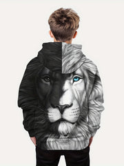 Lion 3D Print Boys Hoodie Pullover