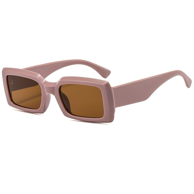 Vintage Rectangle Sunglasses 90's Square Shades Nude Sunnies