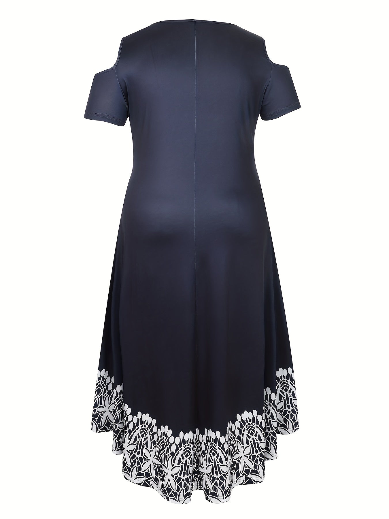 Women's Plus Floral Print Cold Shoulder Round Neck Dress