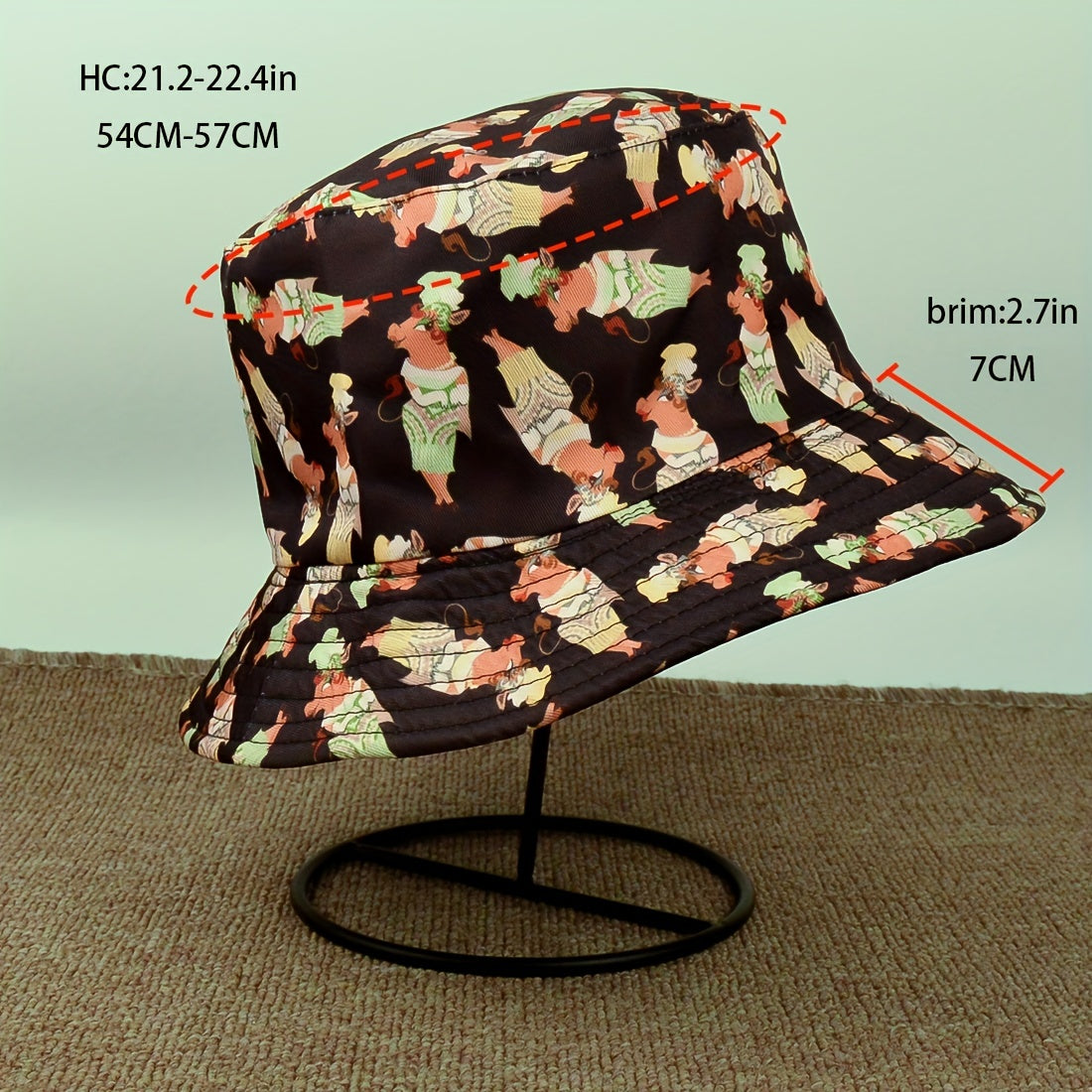 Miss Horse Print Sunshade Bucket Hat for Men Women