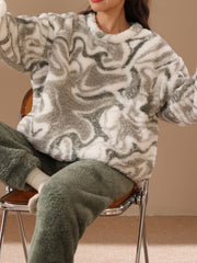 Camouflage Print Pajamas Set Long Sleeve Top & Pants Women's Sleepwear