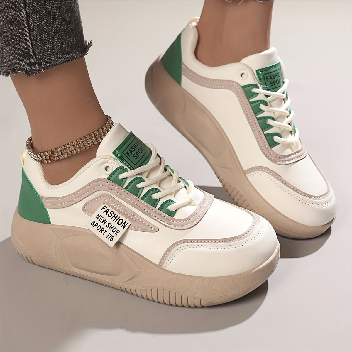 Faux Leather Heighten Skate Shoes Casual Chunky Sneakers