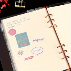 7pcs A5 Divider Pages One Week Label Binder Clear 6 Loops Planner Divider