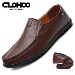 CLOHOO Personalized Leather Loafer Shoes Lightweight Rubber Sole