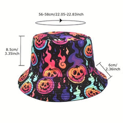 Unisex Pumpkin Pattern Sunshade Bucket Hat for Halloween