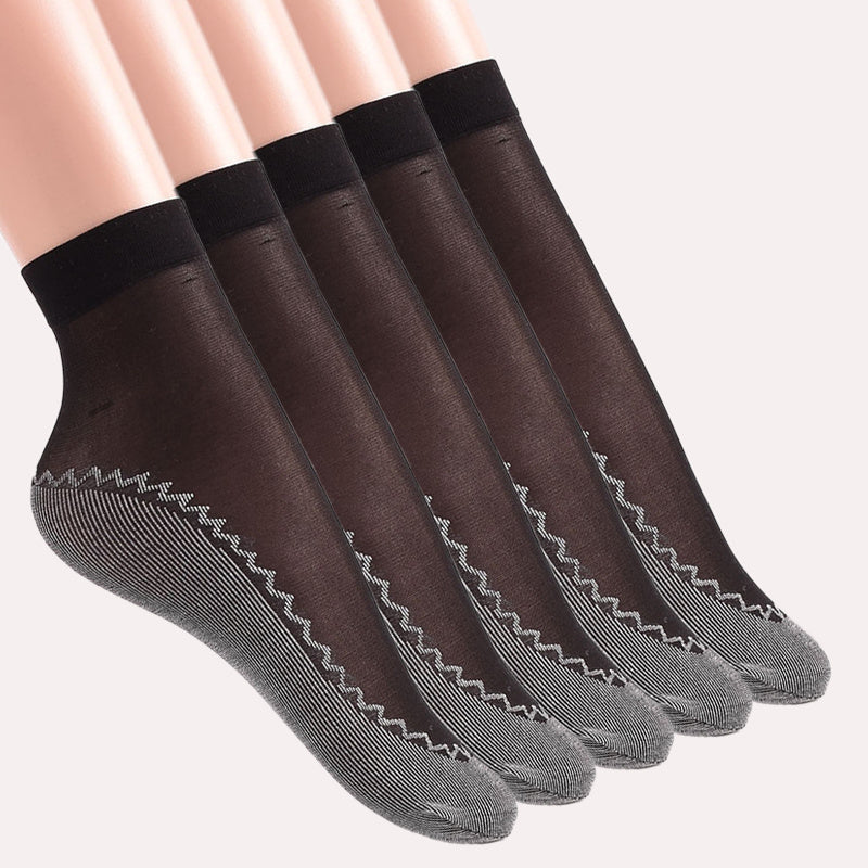 5 Pairs Lace Mesh Socks Thin Breathable Non slip Stockings