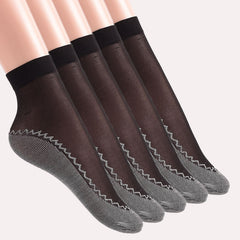 5 Pairs Lace Mesh Socks Thin Breathable Non slip Stockings