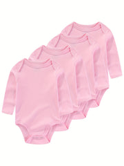 4Pcs Set Unisex Long Sleeve Baby Bodysuits Cotton Newborn Baby Clothes