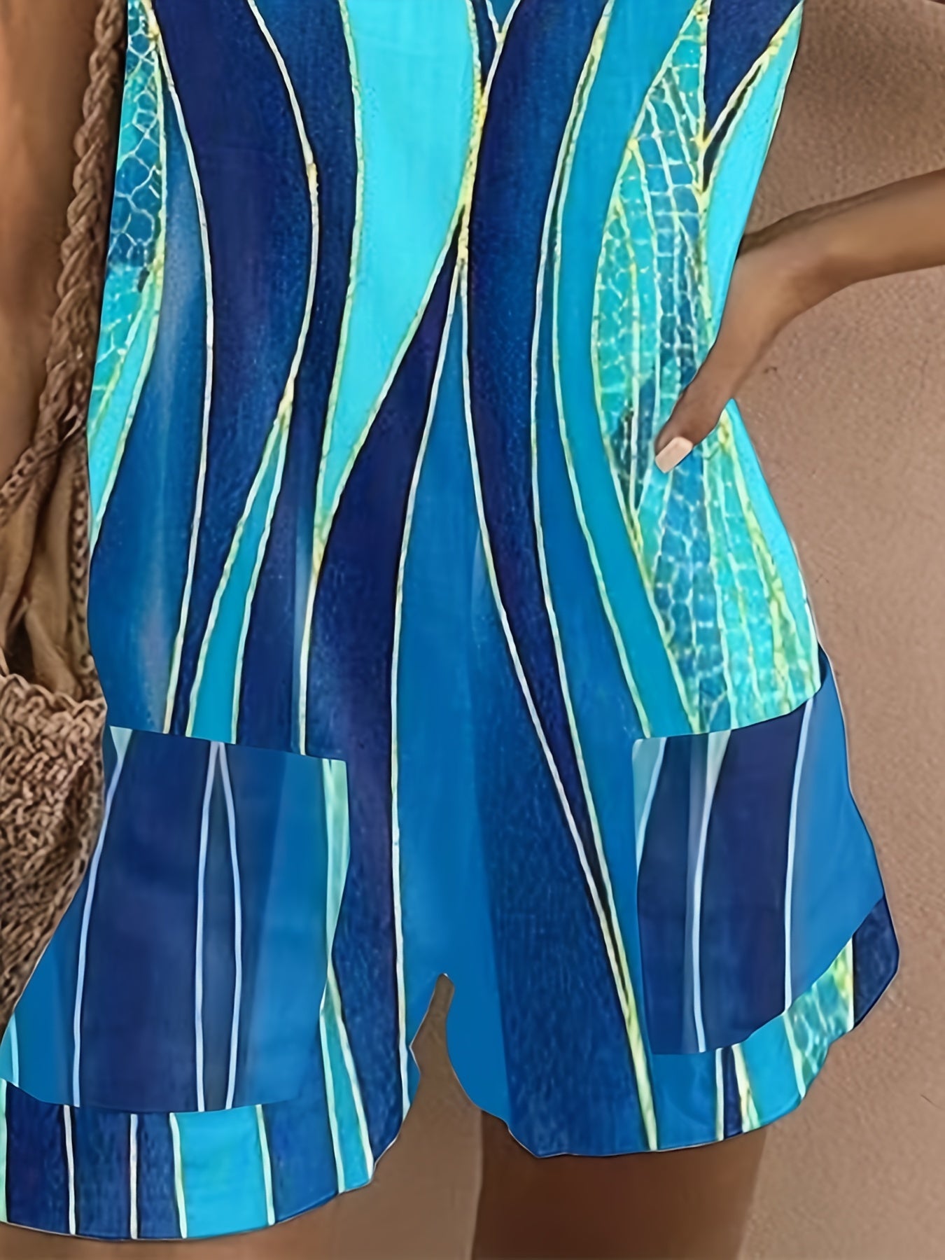 Striped Tie Shoulder Tank Romper