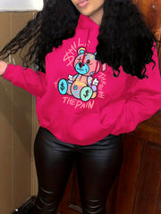 Broken Bear Print Hoodie Long Sleeve Sweatshirt
