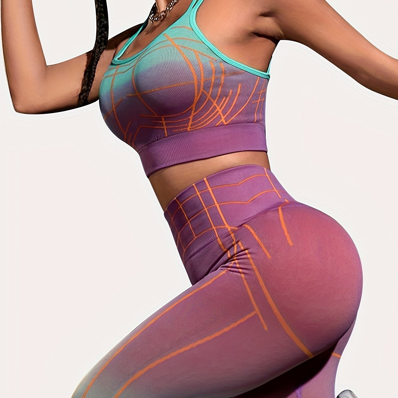Ombre Fitness Suit Spaghetti Crop Top & High Waist Pant Set