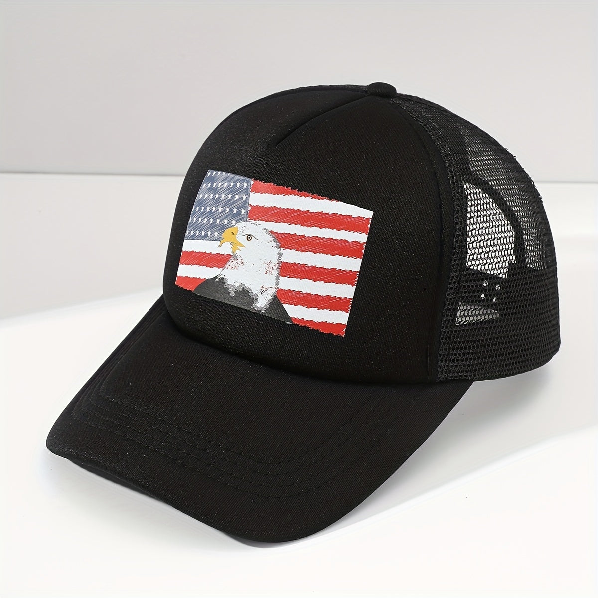 Flag Eagle Trucker Hat Printed Mesh Adjustable Baseball Cap Independence Sun Hat